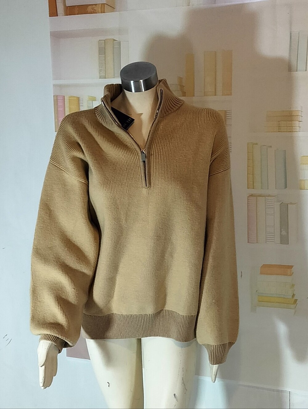 Truth Men's Zip-Up Sweater in Tan